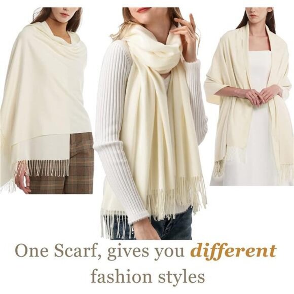 Winter Scarf Cashmere Feel Pashmina Shawl Wraps Soft Warm Blanket for Women - Picture 6 of 6